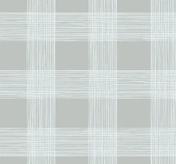 Brewster/ASP 2927-80908 Scarborough Grey Striated Plaid Wallpaper> Damask, Trellis & Geometrics