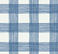 Brewster/ASP 2927-80902 Scarborough Indigo Striated Plaid Wallpaper Clearance