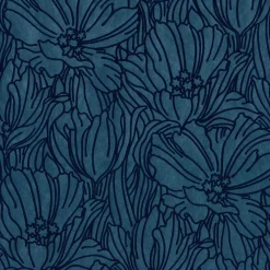 Brewster/ASP 2970-87356 Selwyn Flock Dark Blue Floral Wallpaper> Architectural