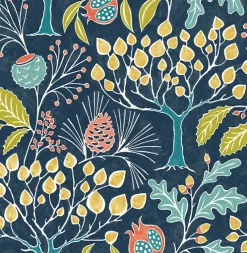 Brewster/ASP 2903-25830 Shiloh Navy Botanical Wallpaper