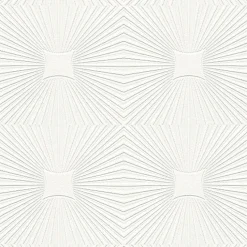 Brewster 4000-6639-17 Silvie White Tin Burst Paintable Wallpaper> Damask, Trellis & Geometrics