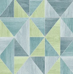 Brewster 2814-24961 Simpson Blue Geometric Wood Wallpaper> Florals