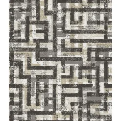 Brewster 376011 Tebessa Black Geometric Wallpaper> Florals