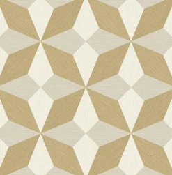 Brewster 2896-25302 Valiant Gold Faux Grasscloth Mosaic Wallpaper Clearance