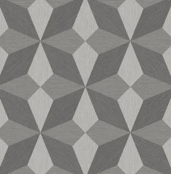 Brewster 2896-25300 Valiant Grey Faux Grasscloth Mosaic Wallpaper> Florals