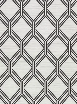 Brewster 2910-2731 Vaughan Grey Geometric Wallpaper> Damask, Trellis & Geometrics