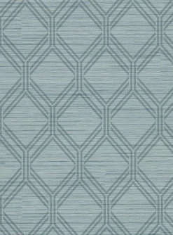 Brewster 2910-2726 Vaughan Teal Geometric Wallpaper> Damask, Trellis & Geometrics