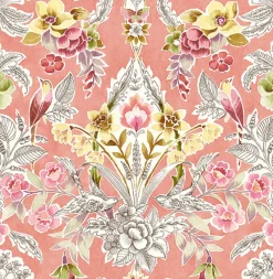 Brewster/ASP 2903-25861 Vera Pink Floral Damask Wallpaper> Florals