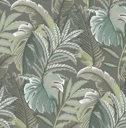 Brewster/ASP 2861-25761 Verdant Dark Grey Botanical Wallpaper Sale