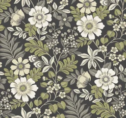 Brewster/ASP 2970-87535 Voysey Black Floral Wallpaper> Architectural