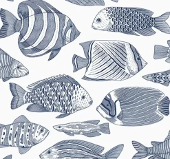 Brewster/ASP 2927-80202 Wailea Indigo Tropical School Wallpaper> Animals & Insects