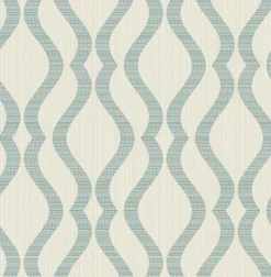 Brewster 2834-25066 Yves Teal Ogee Wallpaper> Florals