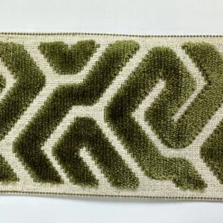 Stock/Europatex Agos Lime 3.5 inch Green Cut Velvet Europatex Trim Outlet