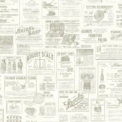 Brewster Alden Cream Newspaper Wallpaper