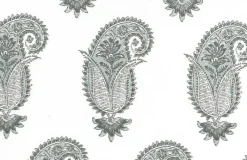 Laura Kiran Antique Paisley Print Water White Fabric