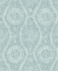 Brewster/ASP Aqua Painterly Wallpaper> Florals