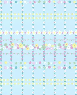 Brewster Belina Light Blue Flower Check Wallpaper> Damask, Trellis & Geometrics