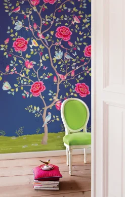 Brewster Blue Morning Glory Wallpaper Mural Outlet