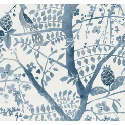York/AV BO6634 Blue Peacock Block Print Wallpaper> Animals & Insects