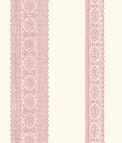 Brewster/ASP Brynn Pink Paisley Stripe Wallpaper> Damask, Trellis & Geometrics