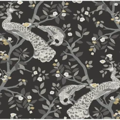 York BW3802 Black Gold Plume Wallpaper> Animals & Insects