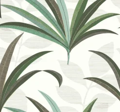 York/AV CA1553 White/Off Whites El Morocco Palm Wallpaper Hot