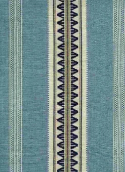 Laura Kiran Catalan Stripe Blues Fabric> Stripes & Chevrons