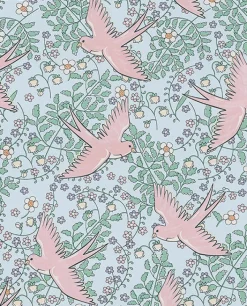 Brewster Cerina Light Blue Swallow Wallpaper> Damask, Trellis & Geometrics