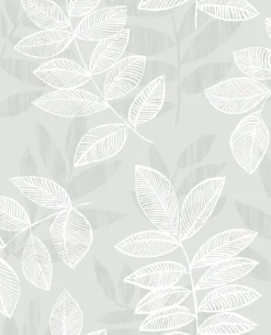 Brewster/ASP Chimera Silver Flocked Leaf Wallpaper> Architectural