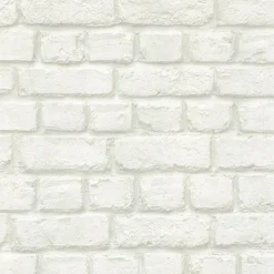 Brewster Chugach White Whitewashed Brick Wallpaper
