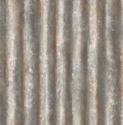 Brewster/ASP Corrugated Metal Charcoal Industrial Texture Wallpaper New