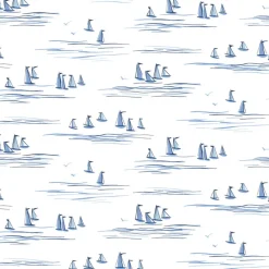 York CV4462 Blue Full Sails Wallpaper> Damask, Trellis & Geometrics