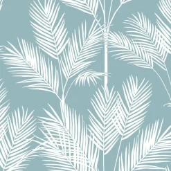 York CV4408 Blue King Palm Silhouette Wallpaper> Architectural