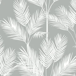 York CV4412 Gray King Palm Silhouette Wallpaper New