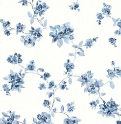 Brewster Cyrus Blue Floral Wallpaper> Architectural