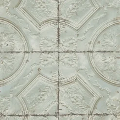 Brewster Deerfield Teal Vintage Tin Tile Wallpaper Hot