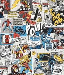 York DI0944 Black/Blue/Red Marvel Comics Pow! Wallpaper> Kids