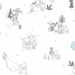 York DI0983 Black/White/Blue Disney Winnie the Pooh Playmates Wallpaper Sale