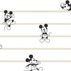 York DI0932 Black/White/Cream Disney Mickey Mouse Stripe Wallpaper> Kids