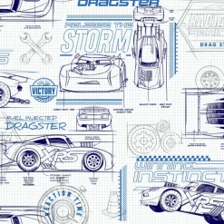 York DI0916 Blue Disney and Pixar Cars Schematic Wallpaper> Kids