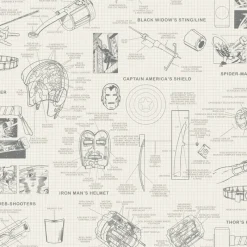 York DI0937 Cream Marvels Heroes Schematics Wallpaper Discount