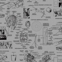 York DI0936 Gray/Black Marvels Heroes Schematics Wallpaper> Kids