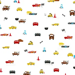 York DI0921 White Disney and Pixar Cars Racing Spot Wallpaper New