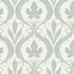 York DM4922 Blue Beige Adirondack Damask Wallpaper> Florals