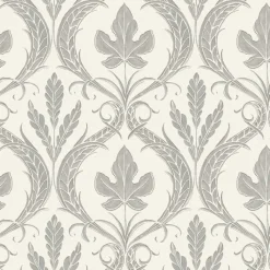 York DM4925 Gray Beige Adirondack Damask Wallpaper> Florals