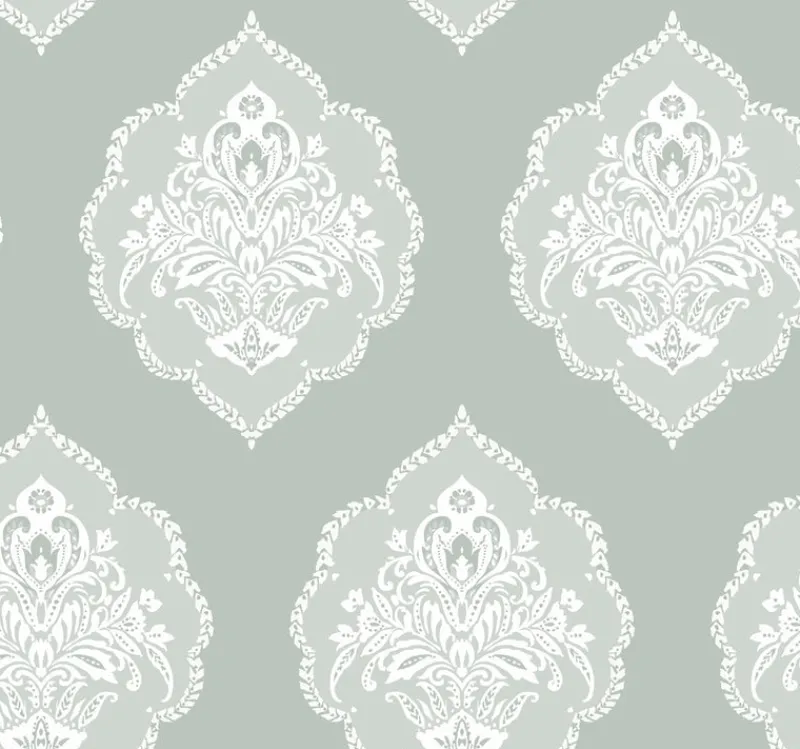 York DM4982 Green Signet Medallion Dam Wallpaper Outlet