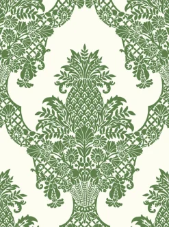 York DM4976 Green White Pineapple Plantation Wallpaper> Florals
