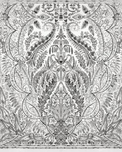 York DM4911M Black White Jaipur Paisley Damas Wallpaper Mural> Florals