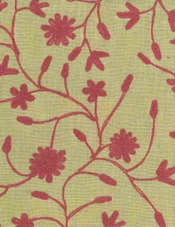 Laura Kiran Duchess Vine Rose on Celery Fabric Clearance