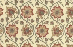 Laura Kiran Ellora Print Mineral Red Taupe Fabric> Florals